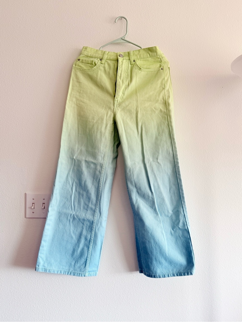 BDG Ombre Green-to-Blue Wide-Leg Jeans